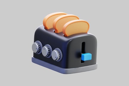 Preview: Toaster with charred bread and control knobs