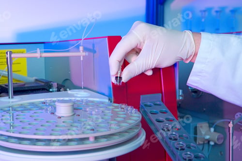 Preview: Scientist using advanced equipment for medical research in a lab