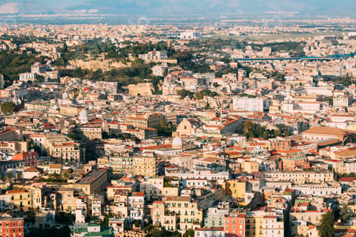 Preview: Naples, Italy. Top View Cityscape Skyline With Famous Landmarks
