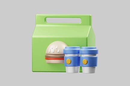 Preview: Food delivery meal box and drinks