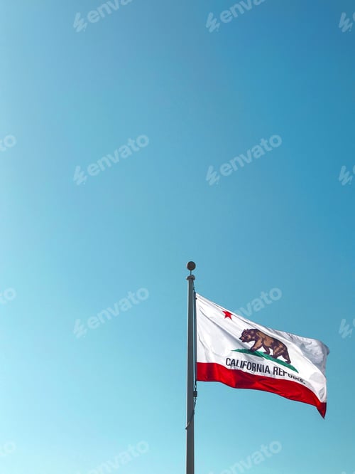 Preview: California state flag flying in the wind