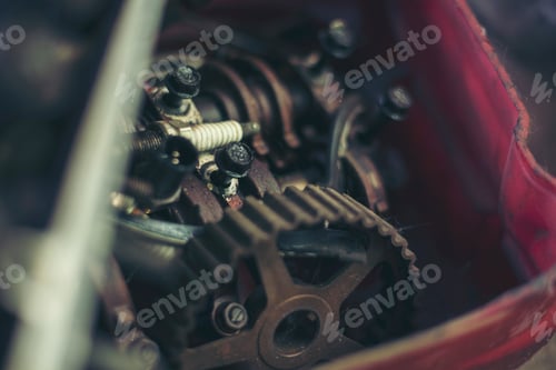 Preview: Mechanic tools engineering equipment car auto repair shop with copy space