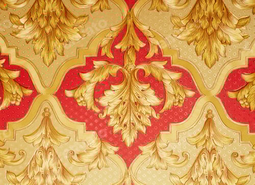 Preview: Ornate Gold Floral Pattern on Red