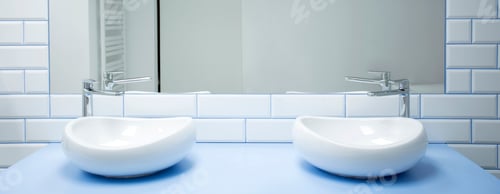 Preview: Symmetrical washbasins in bathroom