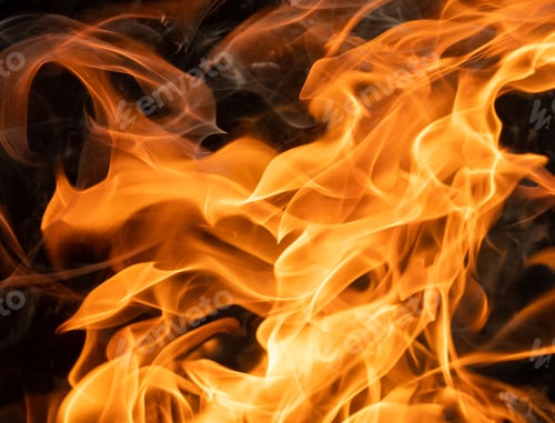 Preview: Flames of fire on black background