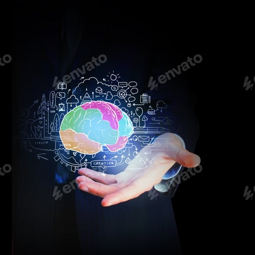 Preview: Close Up Of Businessman Hand Holding Brain In Palm