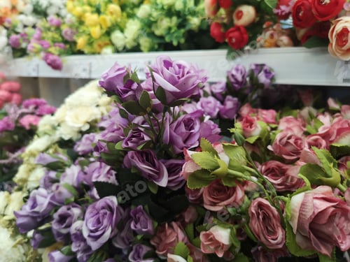 Preview: violet Rose handmade Beautiful Artificial bouquet flowers decoration ornamental background in vintag