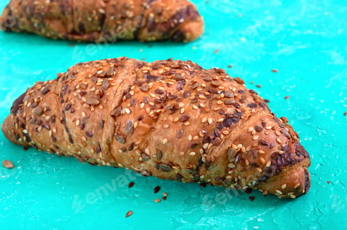 Preview: Tasty whole grain croissants on a bright background