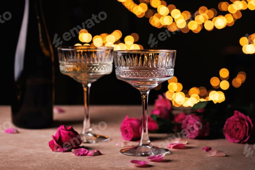 Preview: Champagne Glasses with Romantic Lighting