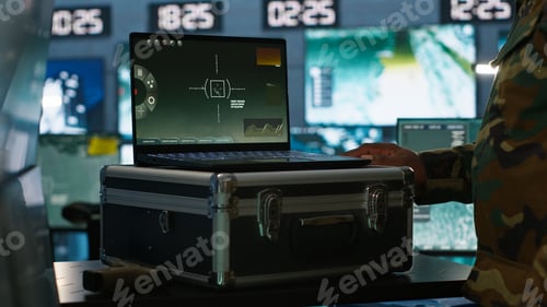 Preview: Air force officer performing tactical level surveillance in command room