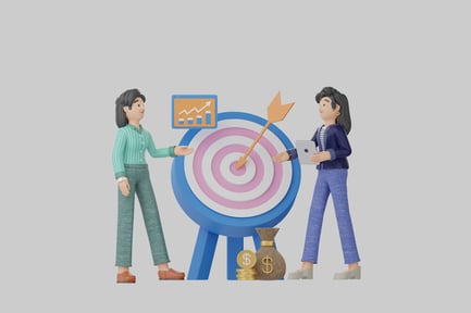 Visualização: Seta e figuras do alvo comercial