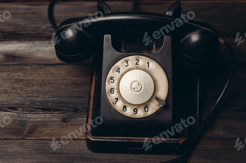 Preview: black retro telephone technology communication classic style