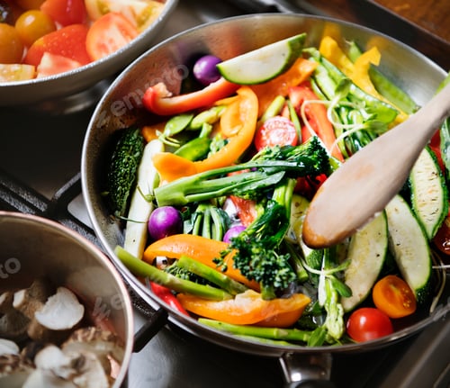 Preview: Sauted mixed vegetables food photography recipe idea
