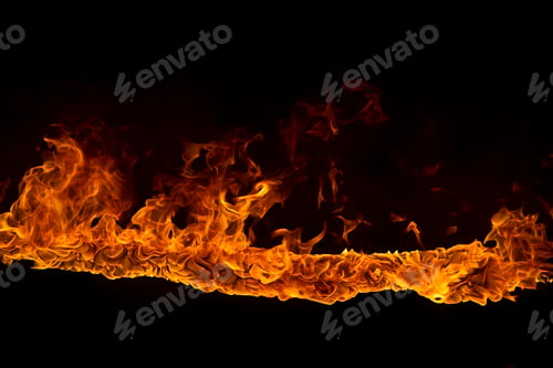 Preview: Blazing flames on black background