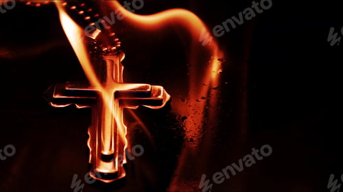 Preview: Christianity Symbol Cross in Fire