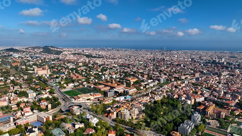 Preview: Aerial View of Barcelona City, Sarria-Sant Gervasi district, Sagrada Familia