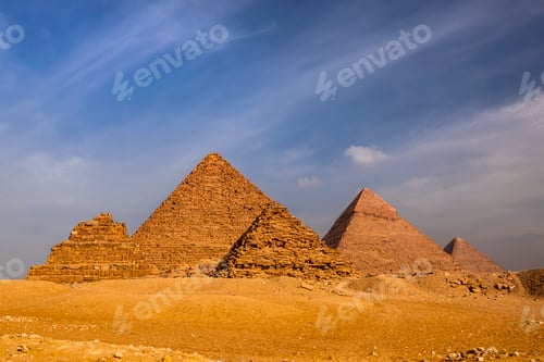 Preview: Sunset view of Pyramid complex of Giza, in Cairo, Egypt.