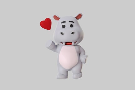 Preview: Cartoon hippo with heart