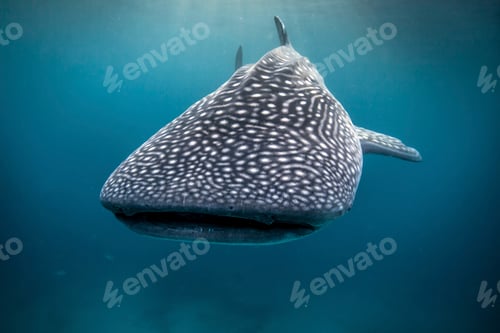 Preview: Whale Shark (Rhincodon typus) swimming in the deep water off Malapascua Island, Cebu, Philippines