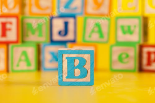 Preview: Photograph of colorful Wooden Block Letter B