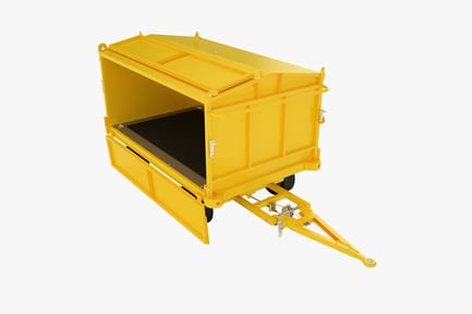 Preview: Yellow Airport Baggage Trailer with Covered Cargo Box