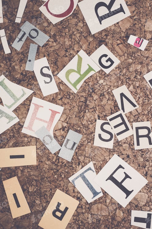 Preview: Vertical shot of letters for spelling quiz