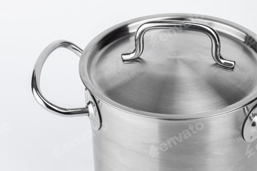 Preview: New metal cooking pot isolated on white