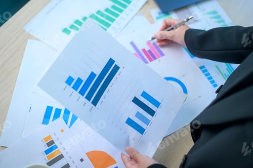 Preview: Top view of Documents with analytics data lying