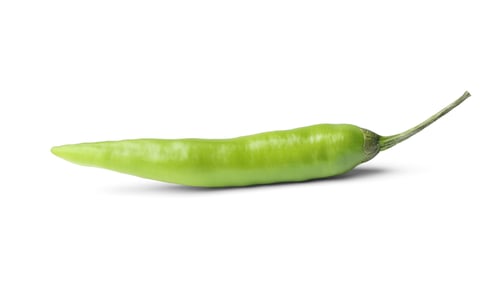 Preview: Ripe green hot chili pepper on white background