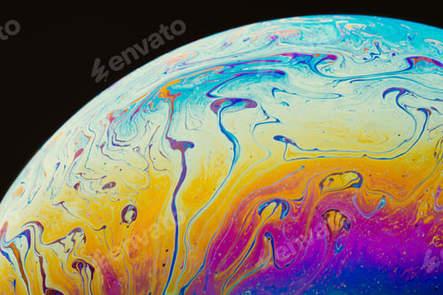 Preview: Fluid art made of colorful soap bubble film. Trendy Inkscape blurred background.