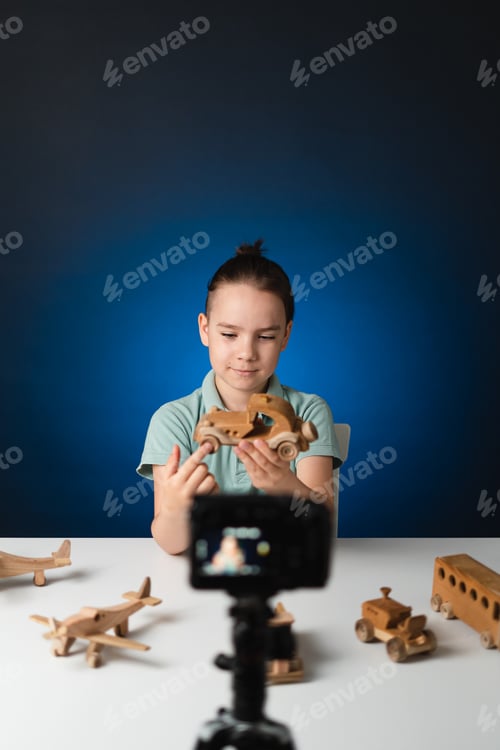Preview: Young boy video blogger making stream with his followers