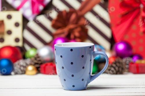 Preview: Cup on christmas background.
