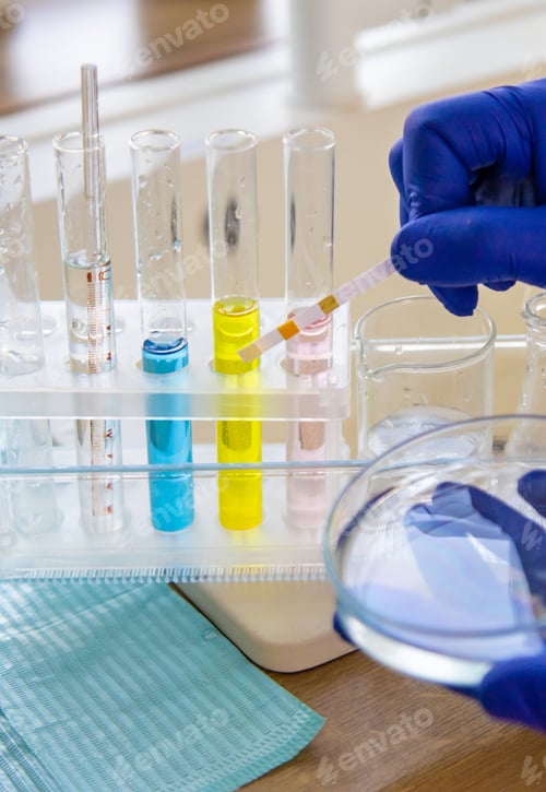 Preview: Tap water samples for analysis. Selective focus.