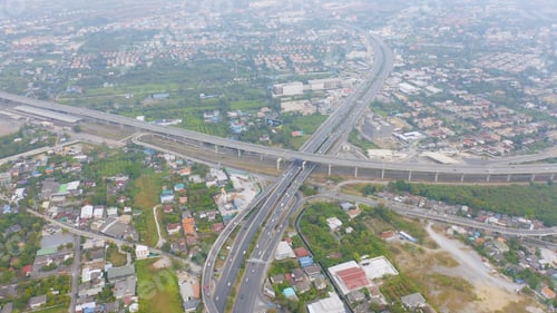 Preview: Cars driving on highway or motorway. Overpass bridge street roads in urban city town.