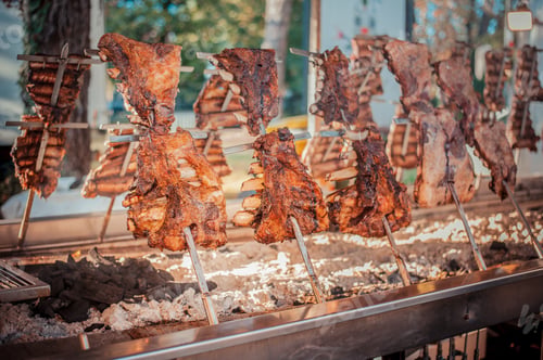 Preview: Traditional Argentinian asado roasted lamb grilled meat.