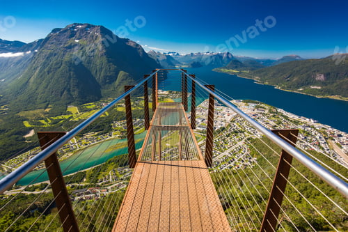 Preview: Rampestreken in Andalsnes, Norway. A famous tourist viewpoint