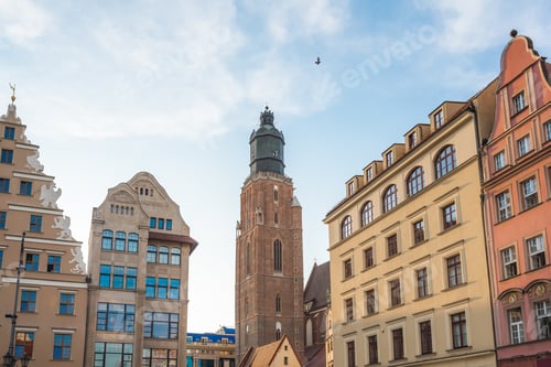 Preview: St Elizabeth's Church Tower and Market Square buildings - Wroclaw, Poland