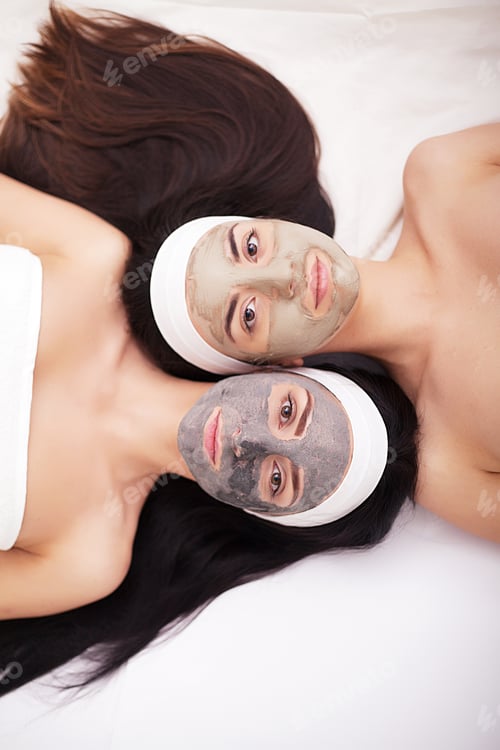 Preview: Use of a face mask to the face two young women in a beauty salon