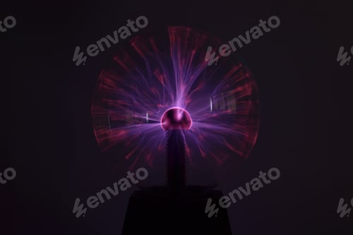 Preview: Closeup shot of a colorful plasma ball on a black background