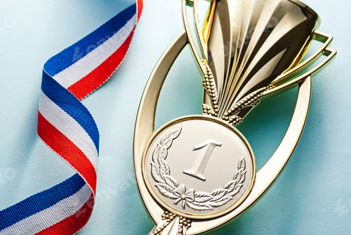 Preview: Gold first place winners medallion with ribbon