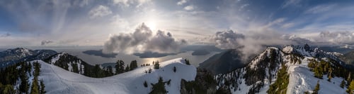 Preview: Panoramic Winter Landscape of Howe Sound Sunset Near Vancouver, BC, Canada