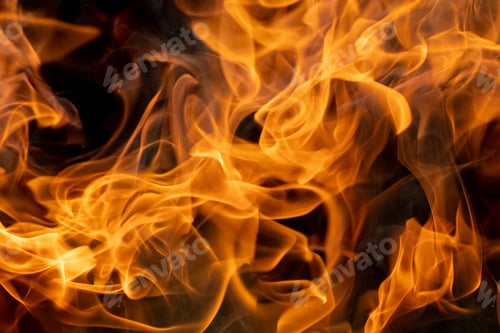 Preview: Flames of fire on black background
