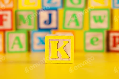 Preview: Photograph of colorful Wooden Block Letter K