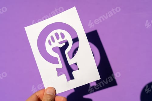Preview: Closeup of the symbol of feminism on a purple background