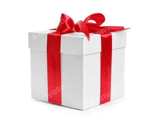 Preview: Gift box with ribbon on white background