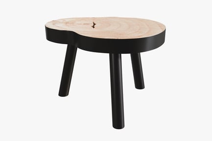 Preview: Wood Slice Accent Table with Black Legs