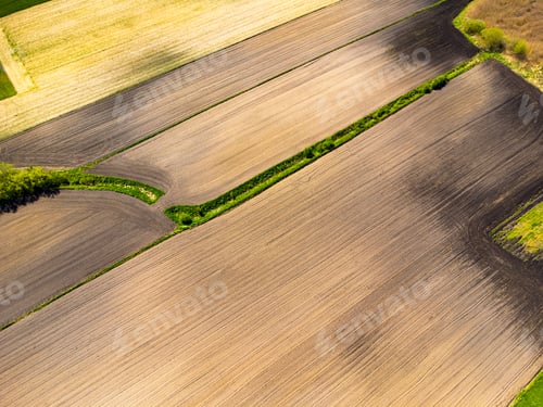 Preview: Ploughed field, aerial view