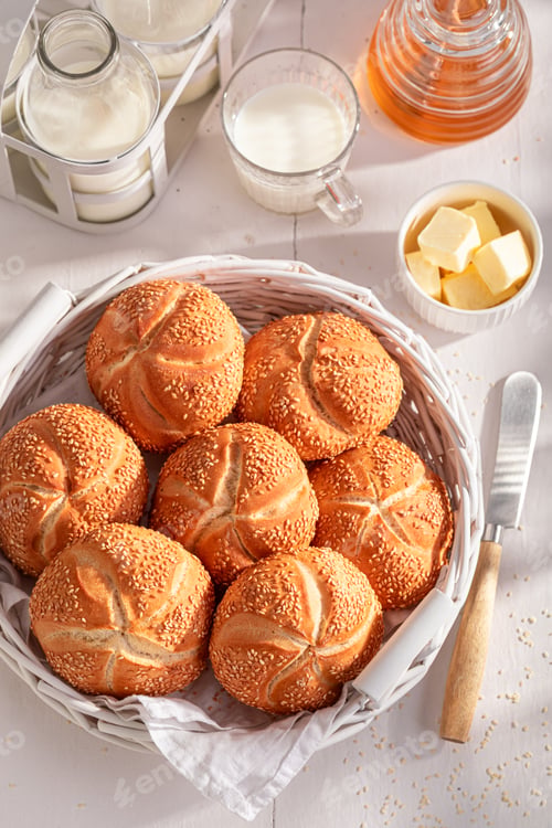 Kaiser Rolls with Milk, Honey and Butter