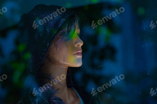 Preview: Woman Mannequin Face Profile in a dark Background