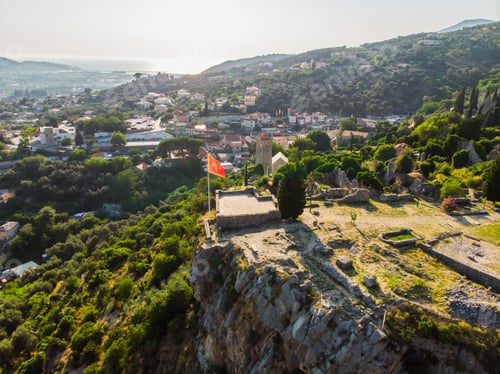 Preview: Stari Bar - ruined medieval city on Adriatic coast, Unesco World Heritage Site in Montenegro Aerial